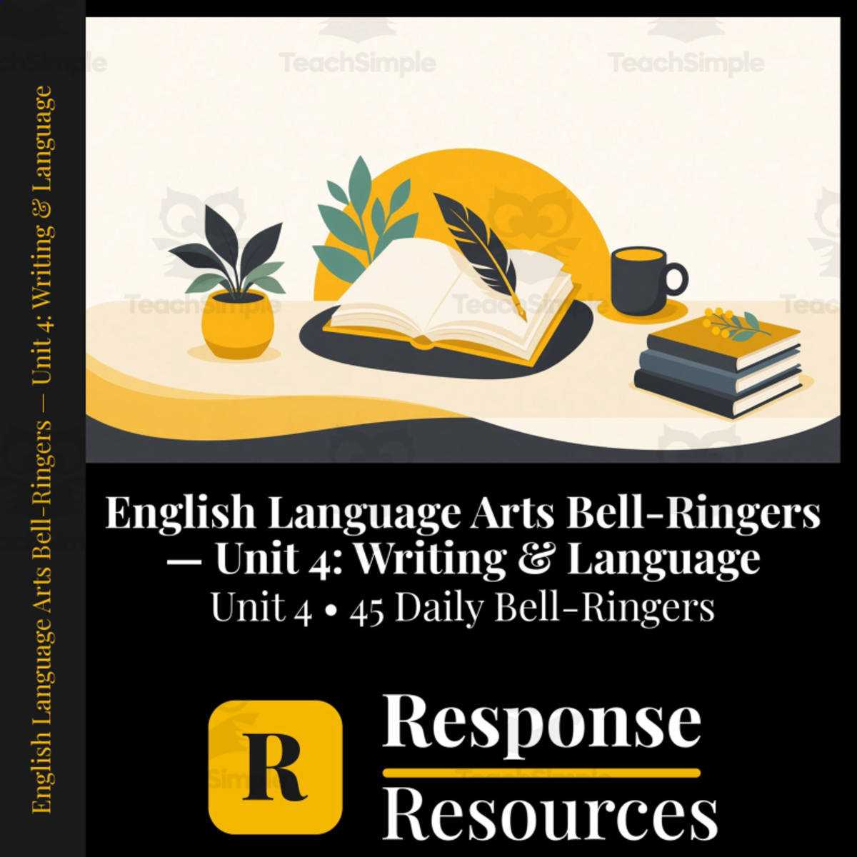 An educational teaching resource from Response Resources entitled English Language Arts Bell Ringers Unit 4 - 45 Warm-Ups (Grades 6-8) downloadable at Teach Simple.