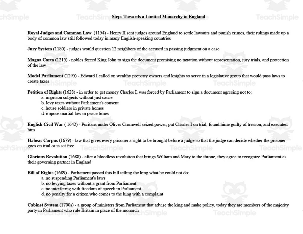 An educational teaching resource from Cogjogger entitled Enlightenment Era Handouts + Charts downloadable at Teach Simple.