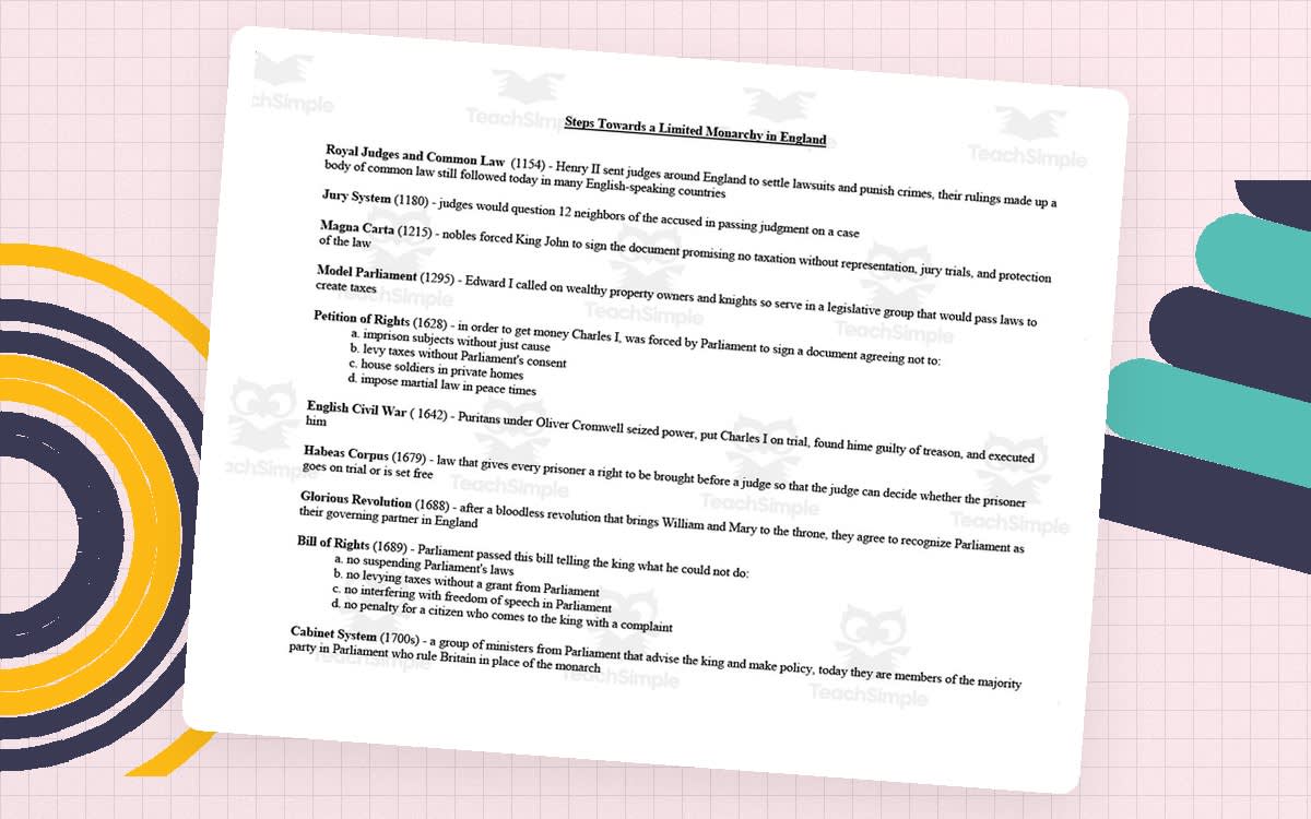 An educational teaching resource from Cogjogger entitled Enlightenment Era Handouts + Charts downloadable at Teach Simple.