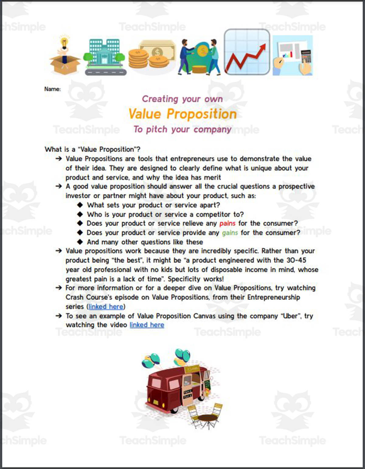 An educational teaching resource from Ed Dynamic entitled Entrepreneurship: Creating Your Own Value Proposition Canvas (Google 1:1) downloadable at Teach Simple.