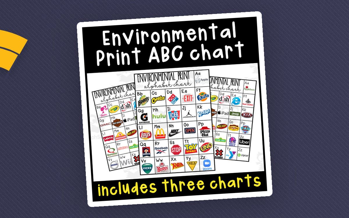 An educational teaching resource from Primary 206 Mix entitled Environmental Print ABC Chart – Logo Letters downloadable at Teach Simple.