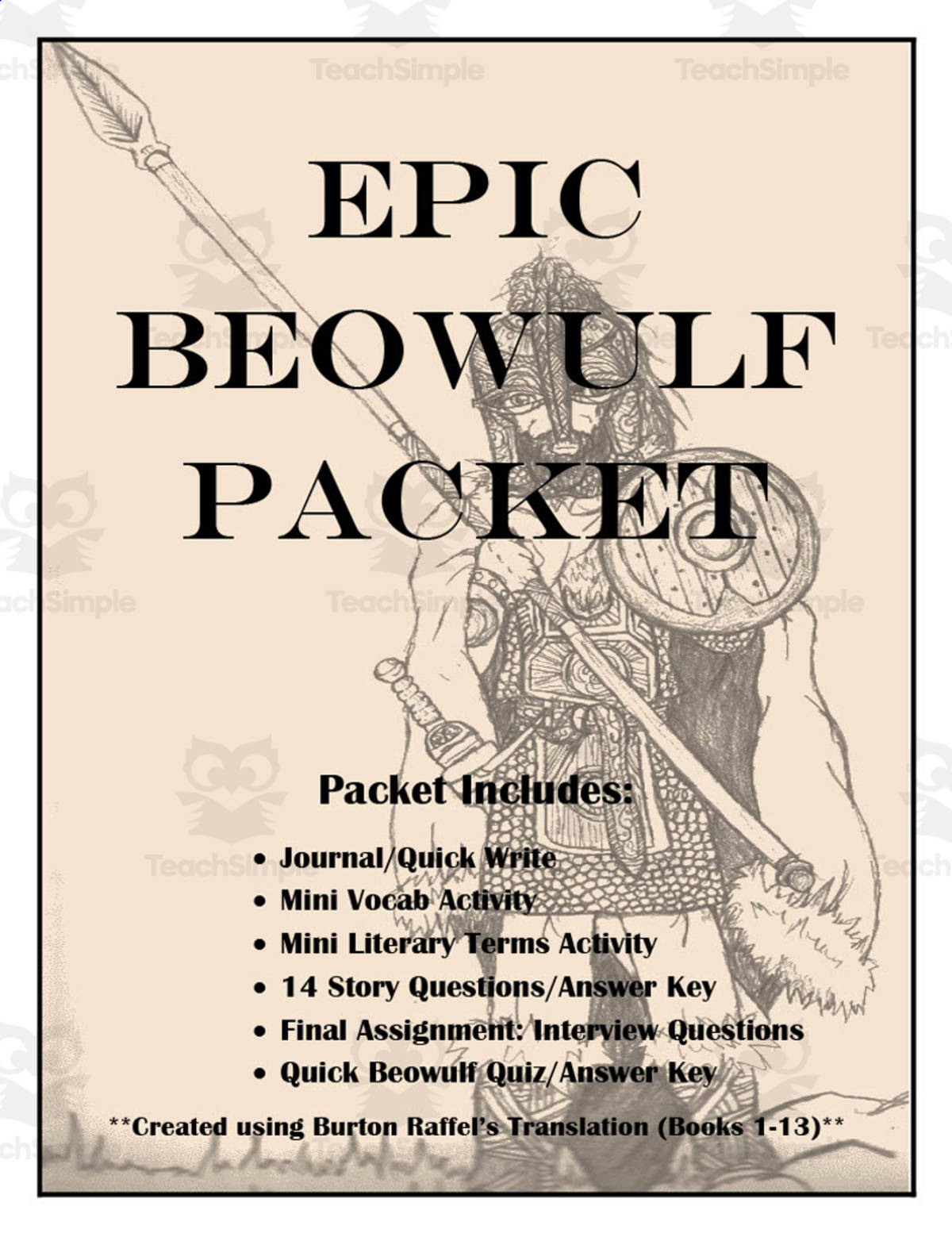An educational teaching resource from Time Thrifty Teacher entitled Epic Beowulf Packet downloadable at Teach Simple.