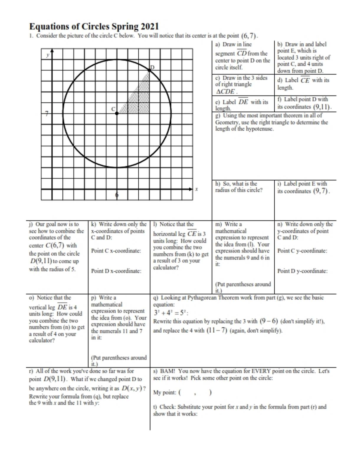 An educational teaching resource from Peter Jonnard entitled Equations of Circles Review Guide & Answer Key downloadable at Teach Simple.