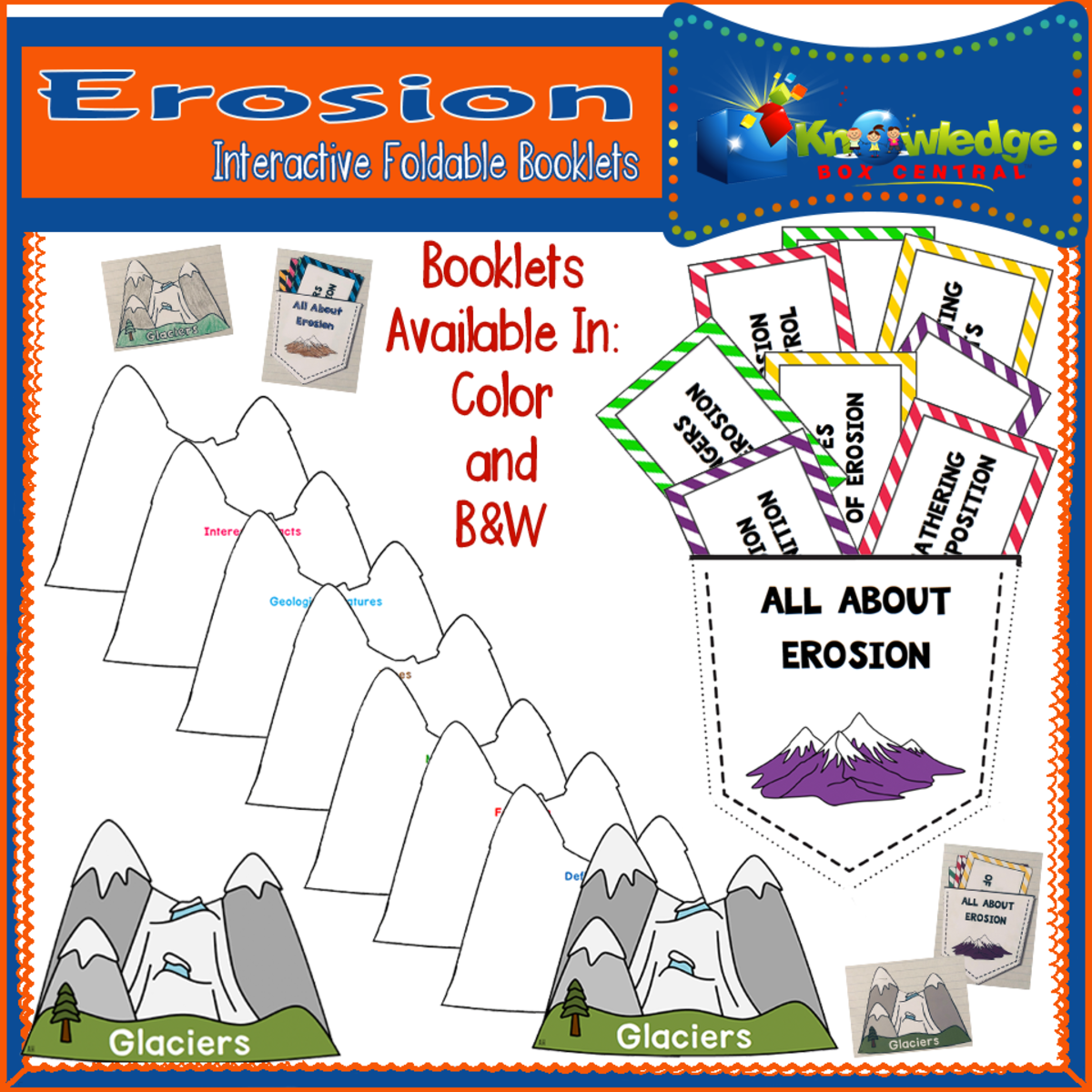 An educational teaching resource from Knowledge Box Central entitled Erosion Interactive Foldable Booklets downloadable at Teach Simple.