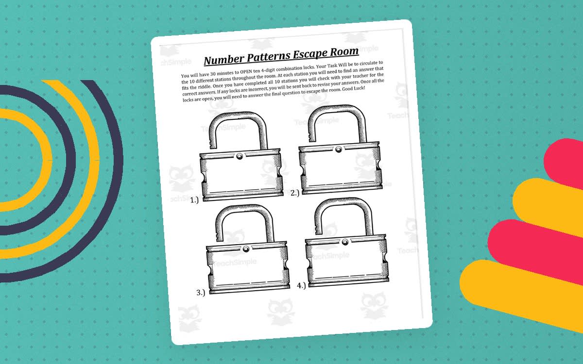 An educational teaching resource from Mitchell Zuvela entitled Escape Room: Number Patterns downloadable at Teach Simple.