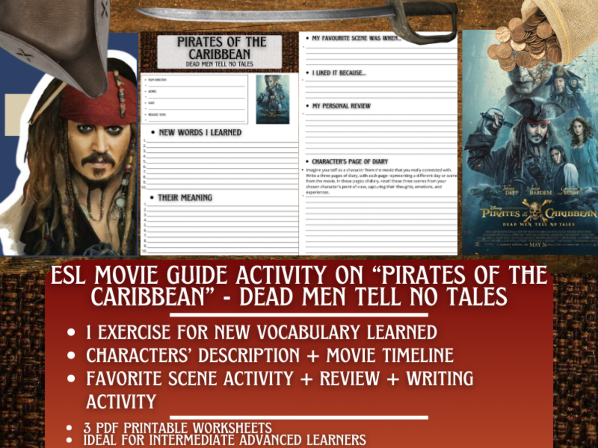 An educational teaching resource from Learning with Alan entitled ESL Movie Guide - Pirates of the Caribbean: Dead Men Tell no Tales downloadable at Teach Simple.