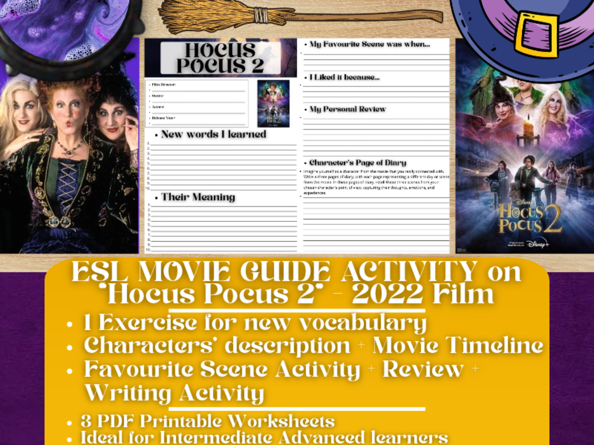 ESL Movie Guide Worksheets - Hocus Pocus 2 - 2022 Film preview