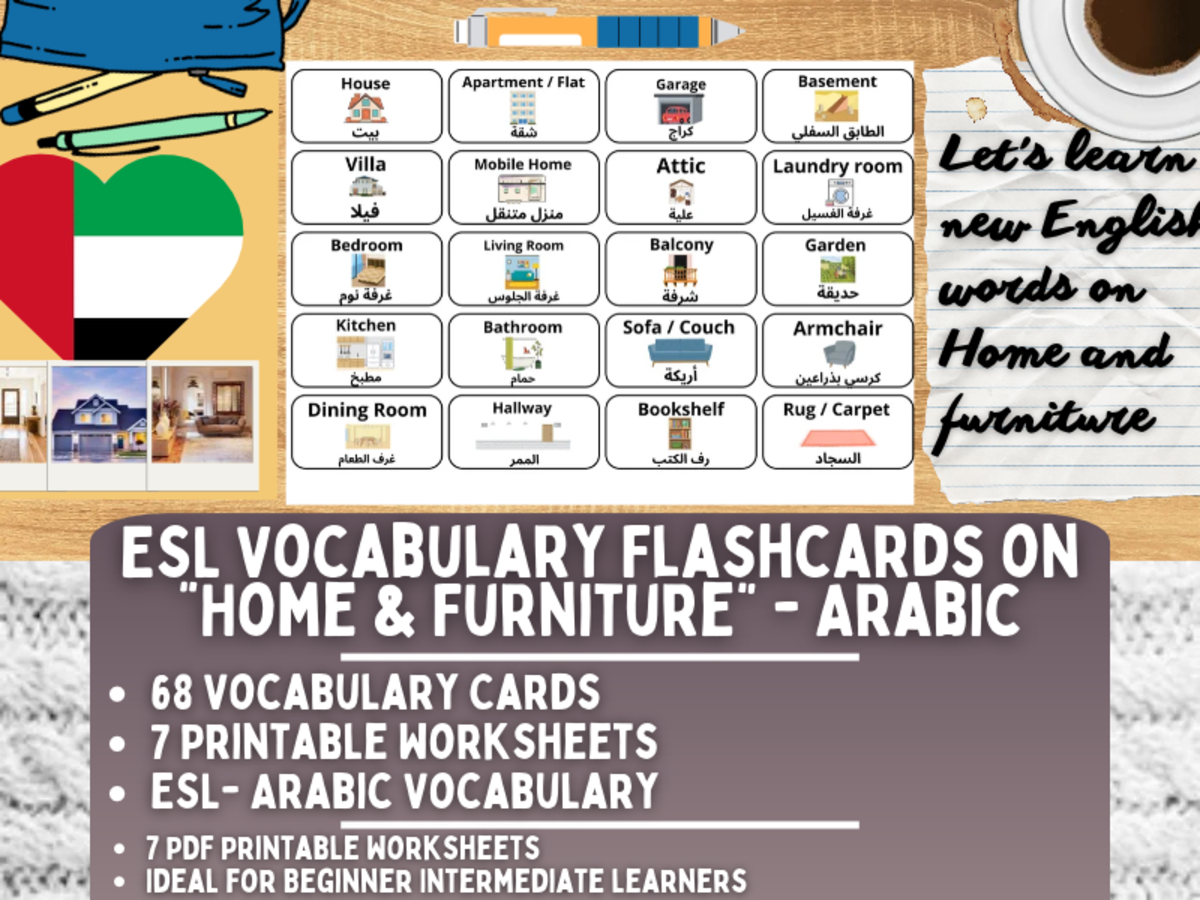 ESL Multilingual Vocabulary Flashcard - Home & Furniture - Arabic preview