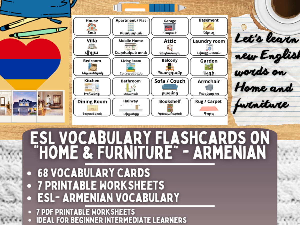 ESL Multilingual Vocabulary Flashcard - Home & Furniture - Armenian preview