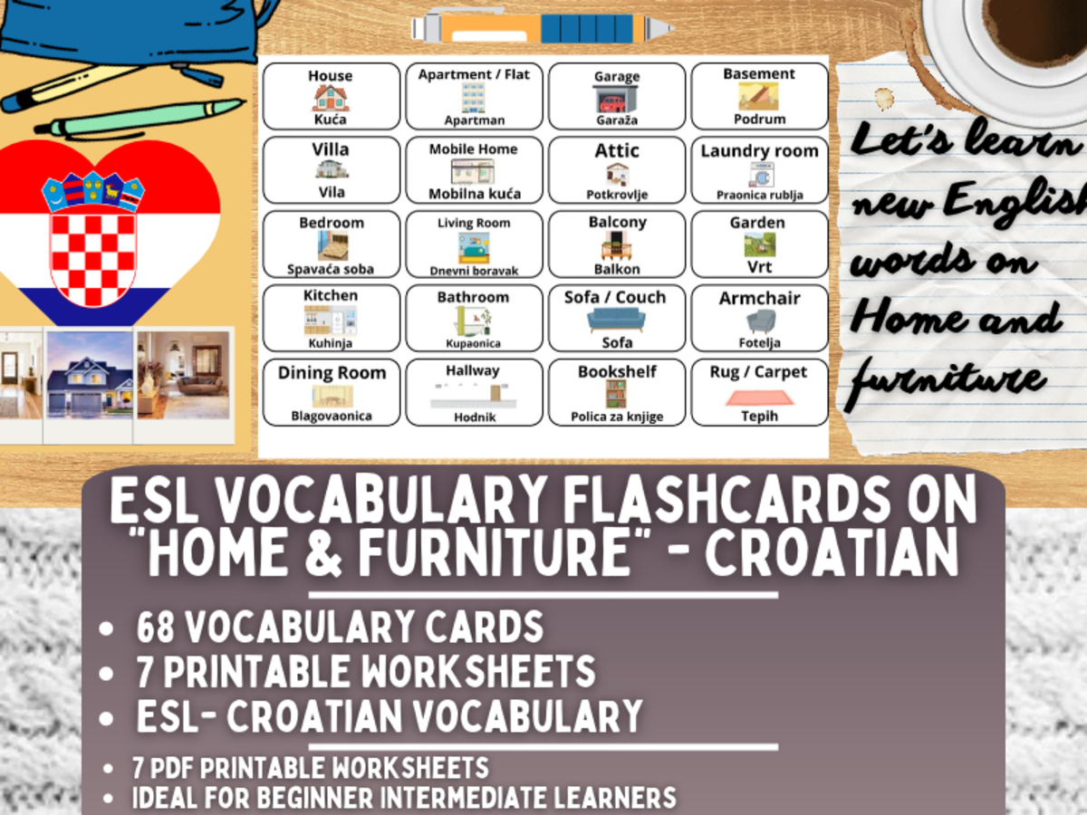 ESL Multilingual Vocabulary Flashcard - Home & Furniture - Croatian preview