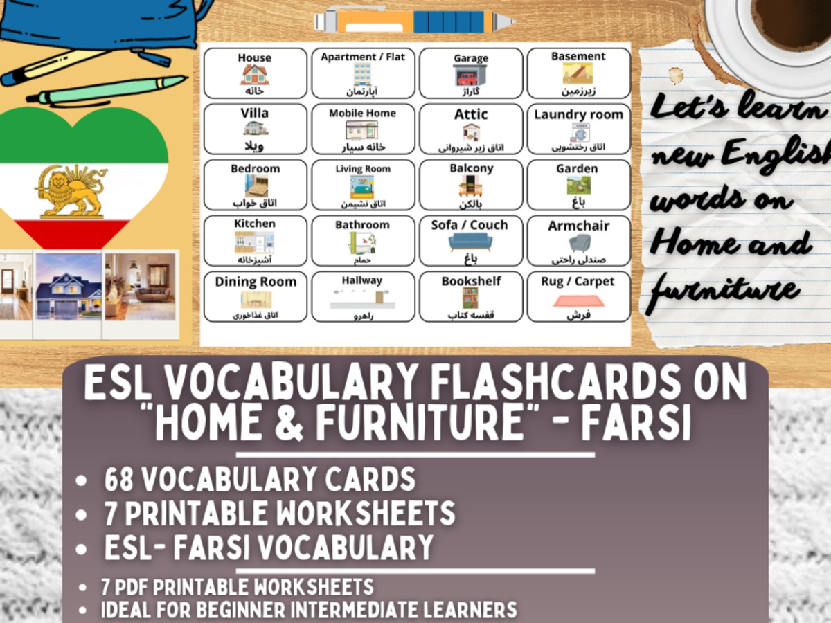 ESL Multilingual Vocabulary Flashcard - Home & Furniture - Farsi preview