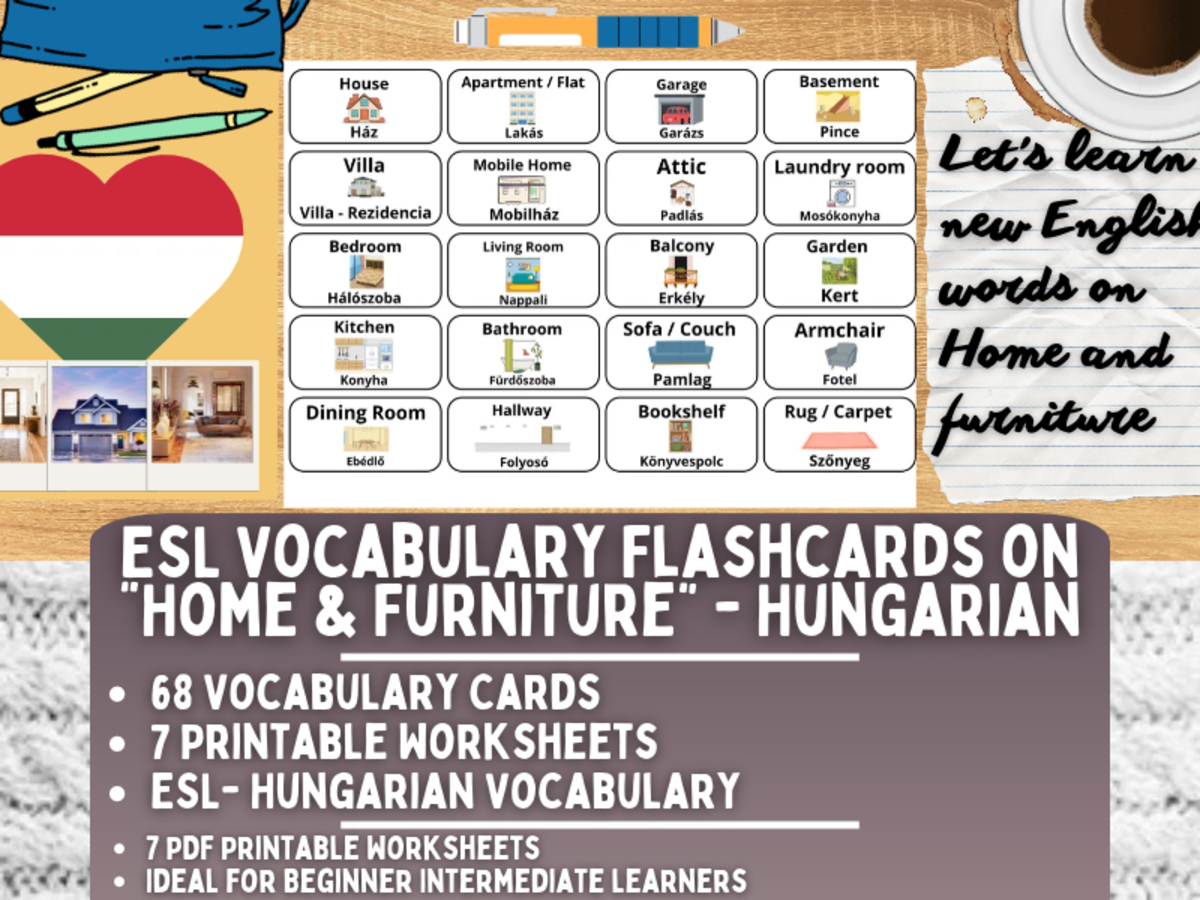 ESL Multilingual Vocabulary Flashcard - Home & Furniture - Hungarian preview