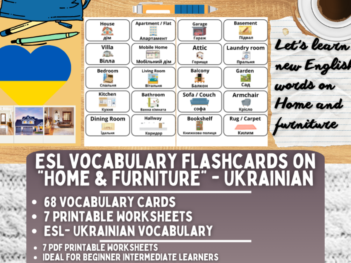 ESL Multilingual Vocabulary Flashcard - Home & Furniture - Ukrainian preview