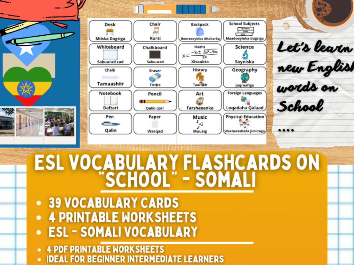 ESL Multilingual Vocabulary Flashcards - School - Somali preview