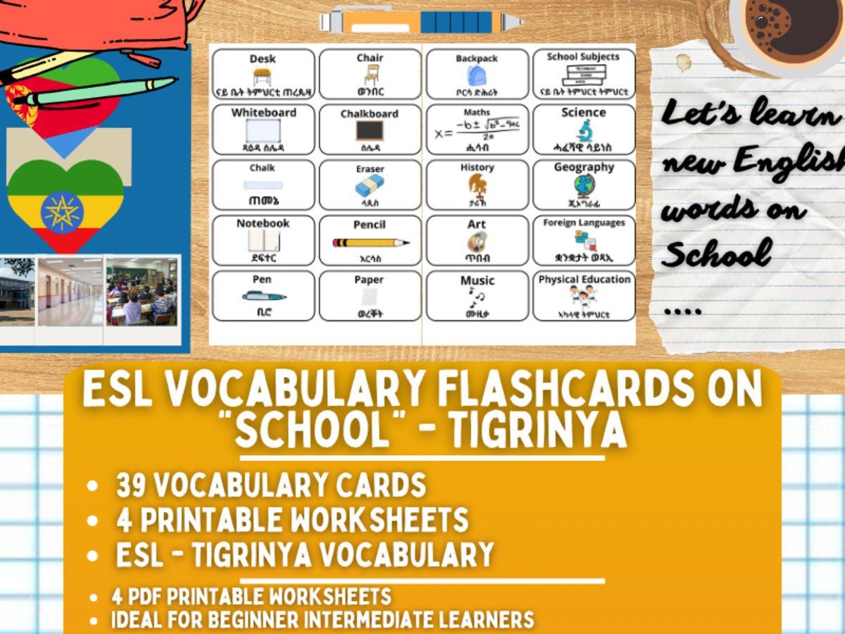 ESL Multilingual Vocabulary Flashcards - School - Tigrinya preview