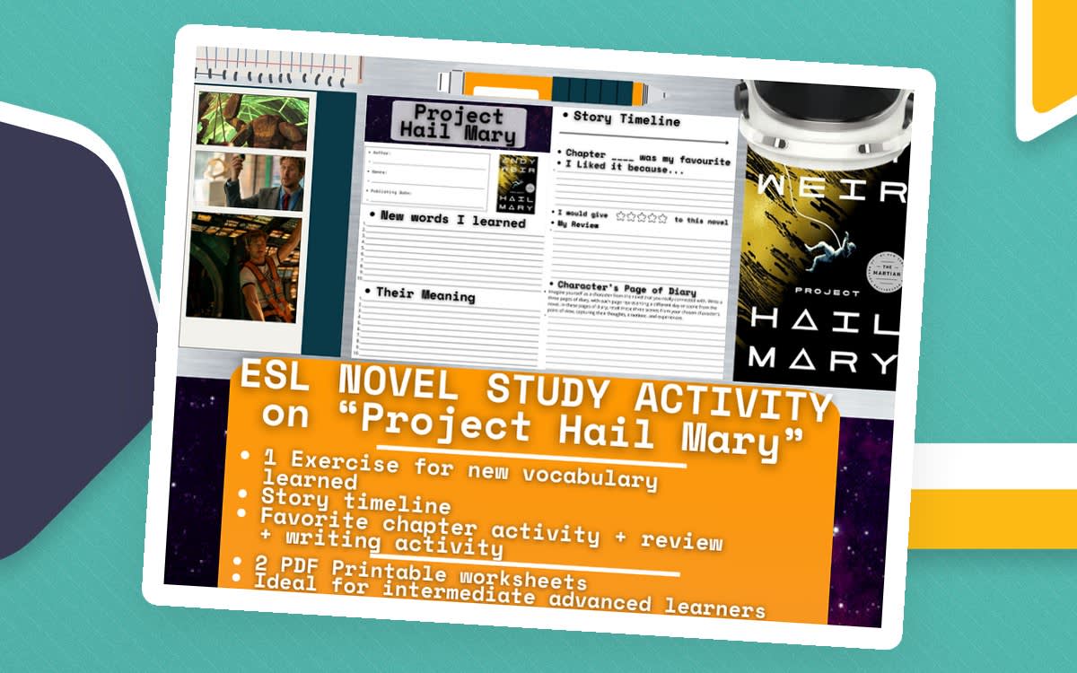 An educational teaching resource from Learning with Alan entitled ESL Novel Study - Project Hail Mary - Andy Weir - Science Fiction downloadable at Teach Simple.