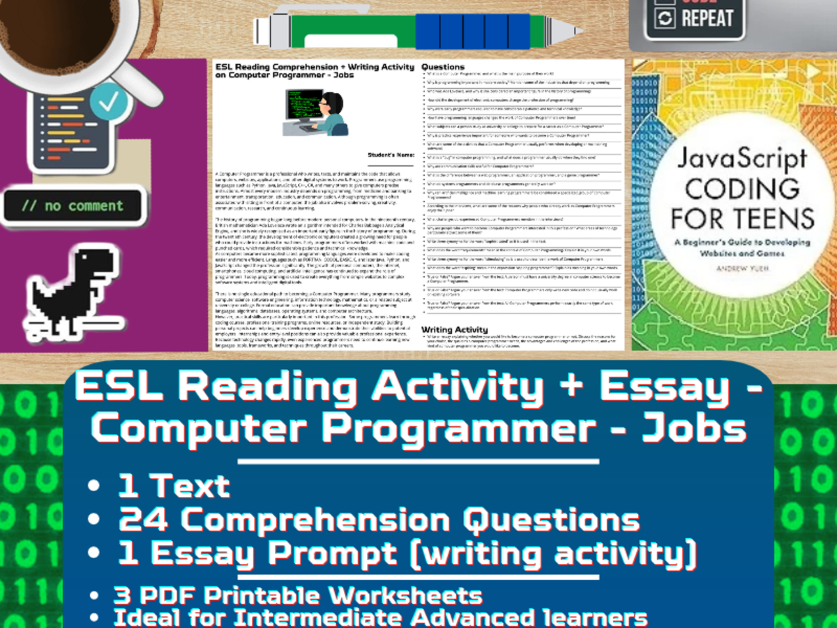 ESL Reading Comprehension + Writing Activity - Computer Programmer preview