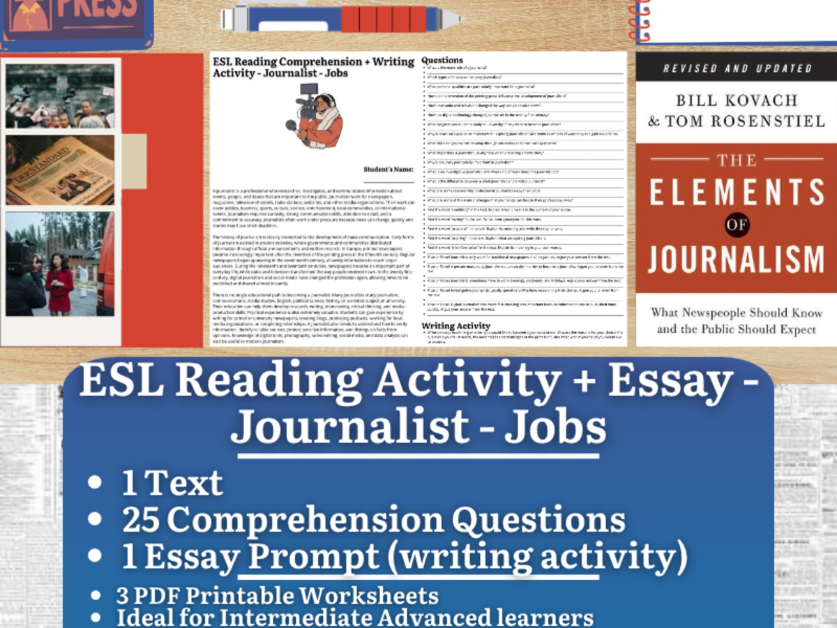 ESL Reading Comprehension + Writing Activity - Journalist - Jobs preview