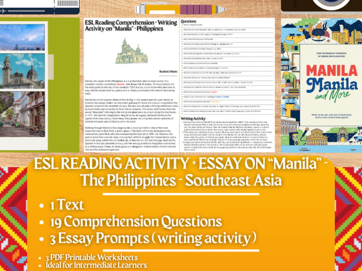 An educational teaching resource from Learning with Alan entitled ESL Reading Comprehension + Writing Activity - Manila - Philippines downloadable at Teach Simple.