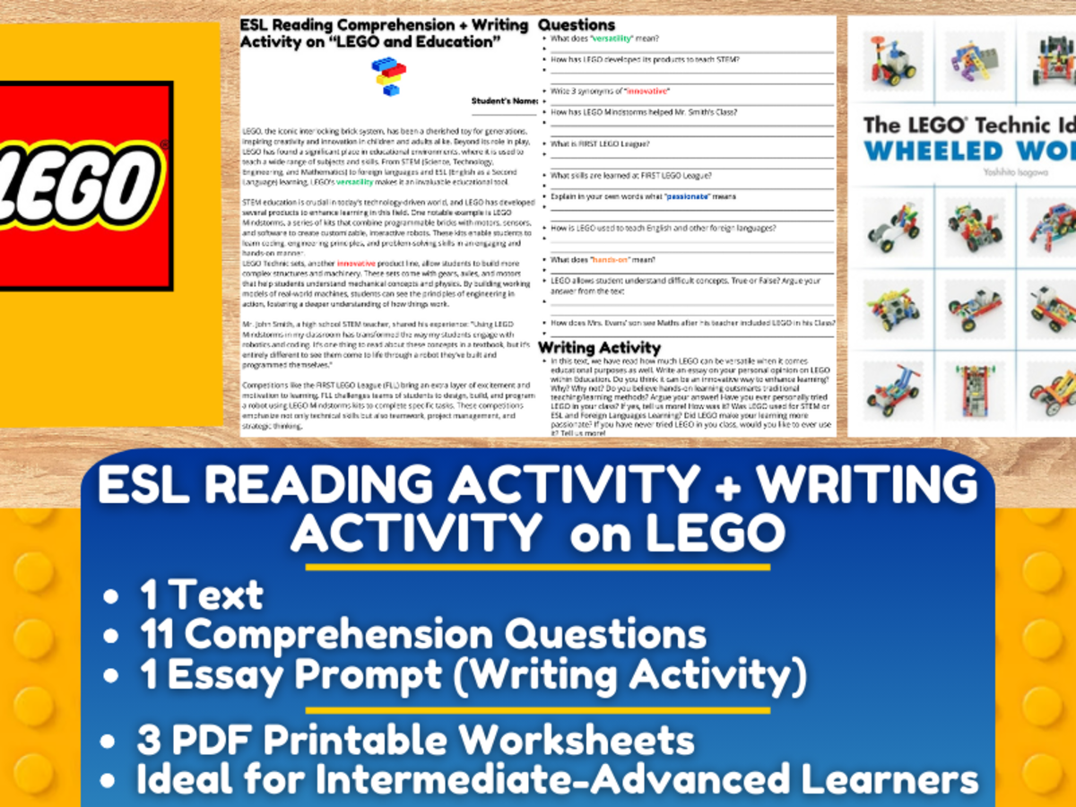An educational teaching resource from Learning with Alan entitled LEGO Reading Comprehension – ESL Writing Activity downloadable at Teach Simple.