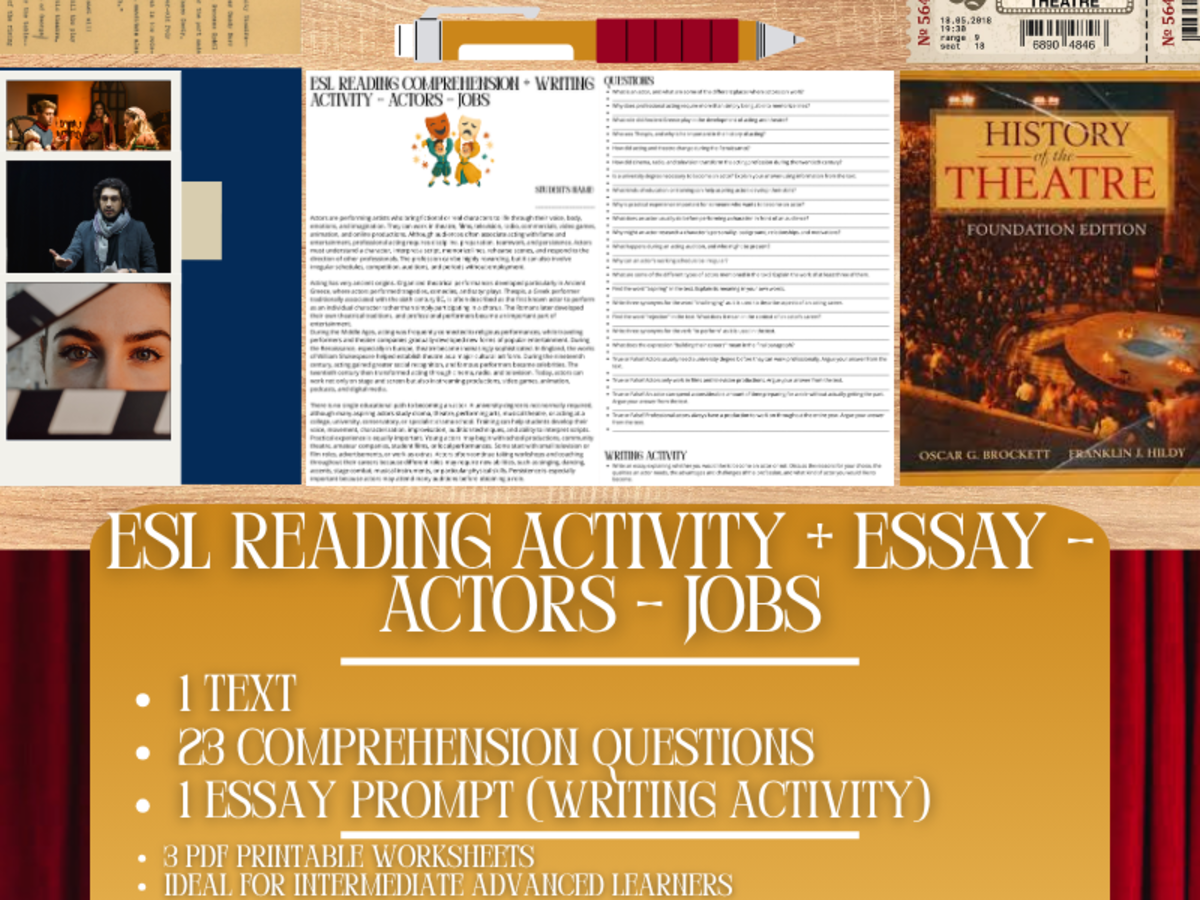ESL Reading Comprehension + Writing Activity Worksheets - Actor - Jobs preview