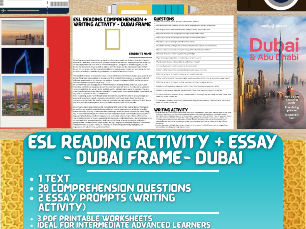 ESL Reading Comprehension + Writing Activity Worksheets - Dubai Frame preview