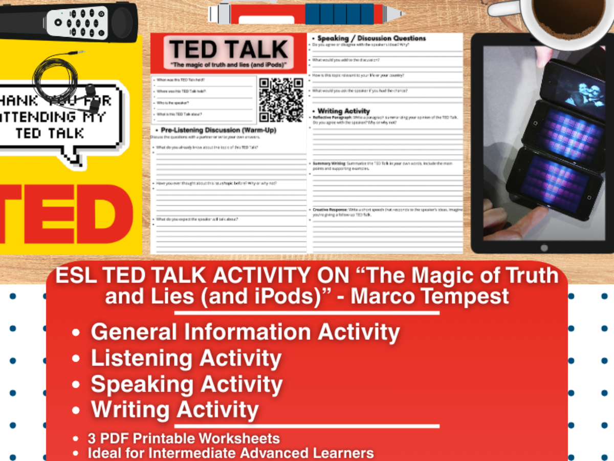 An educational teaching resource from Learning with Alan entitled ESL TED Talk Activity - The Magic of Truth and Lies (and iPods) downloadable at Teach Simple.