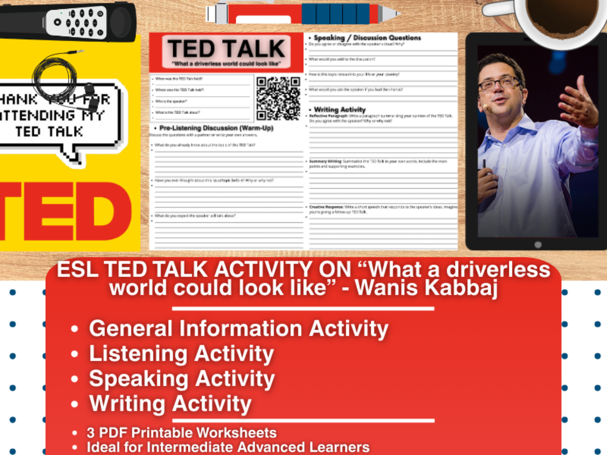 An educational teaching resource from Learning with Alan entitled ESL TED Talk Activity - What a Driverless world could look like downloadable at Teach Simple.
