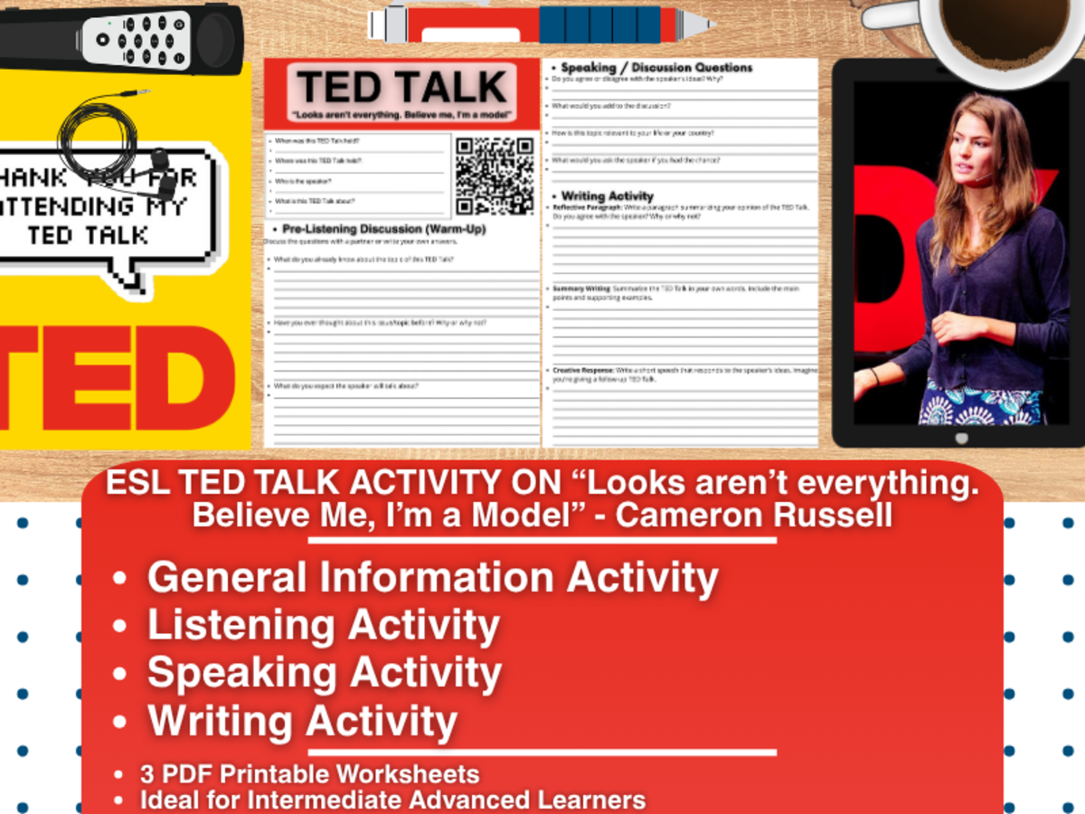 An educational teaching resource from Learning with Alan entitled ESL TED Talk - Looks aren't everything. Believe me, I'm a Model downloadable at Teach Simple.
