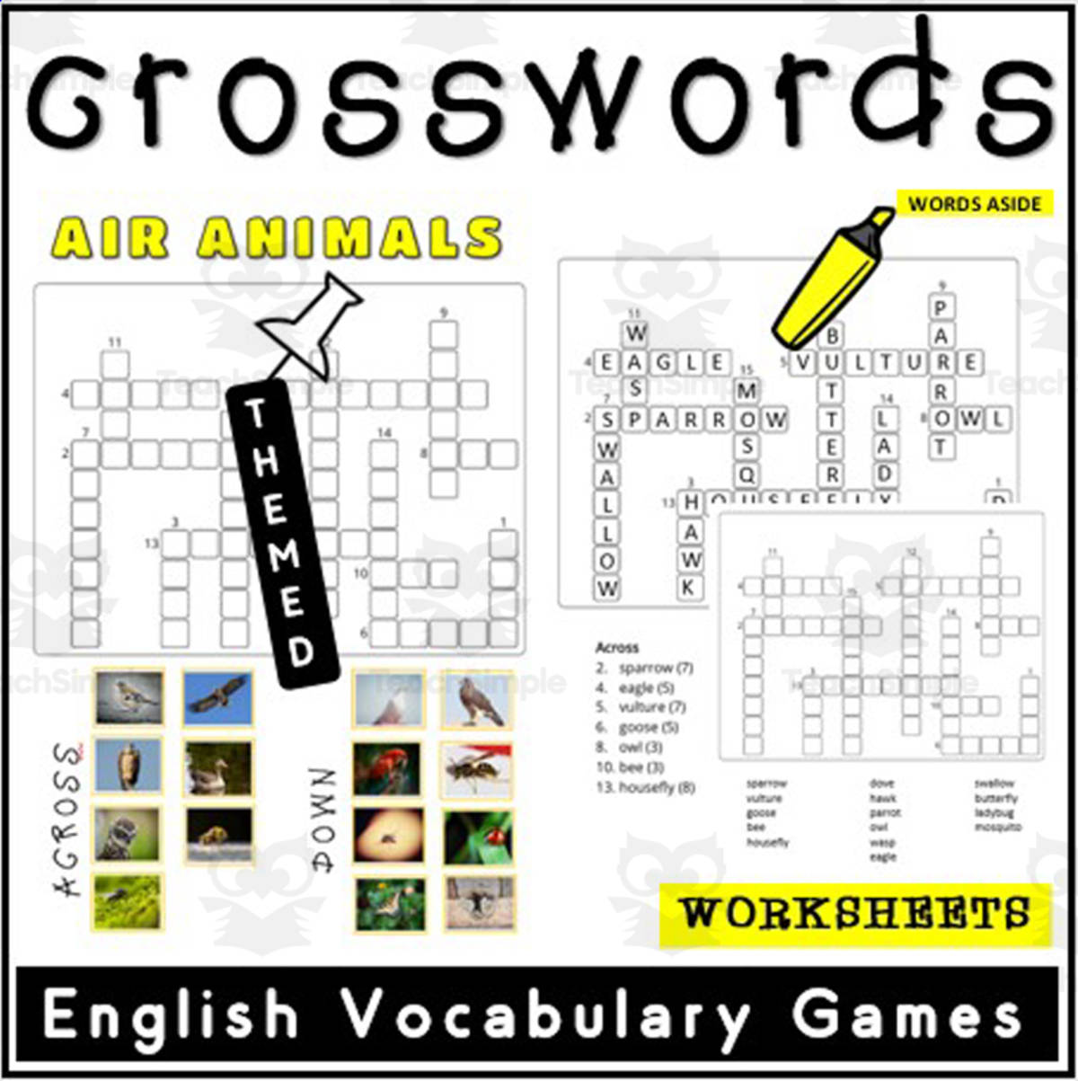An educational teaching resource from WORDS ASIDE entitled ESL Vocabulary Crossword Task Cards 1 downloadable at Teach Simple.