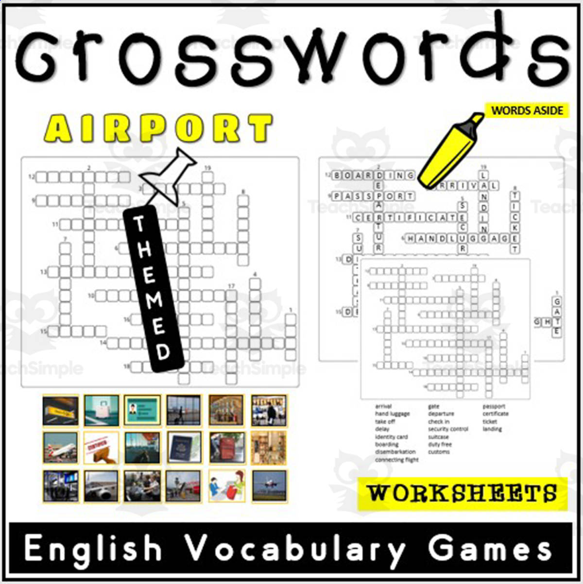 An educational teaching resource from WORDS ASIDE entitled ESL Vocabulary Crossword Task Cards 2 downloadable at Teach Simple.