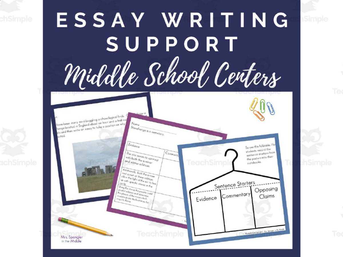 An educational teaching resource from Mrs. Spangler in the Middle entitled Essay Writing Support | Interactive Centers for Middle School downloadable at Teach Simple.