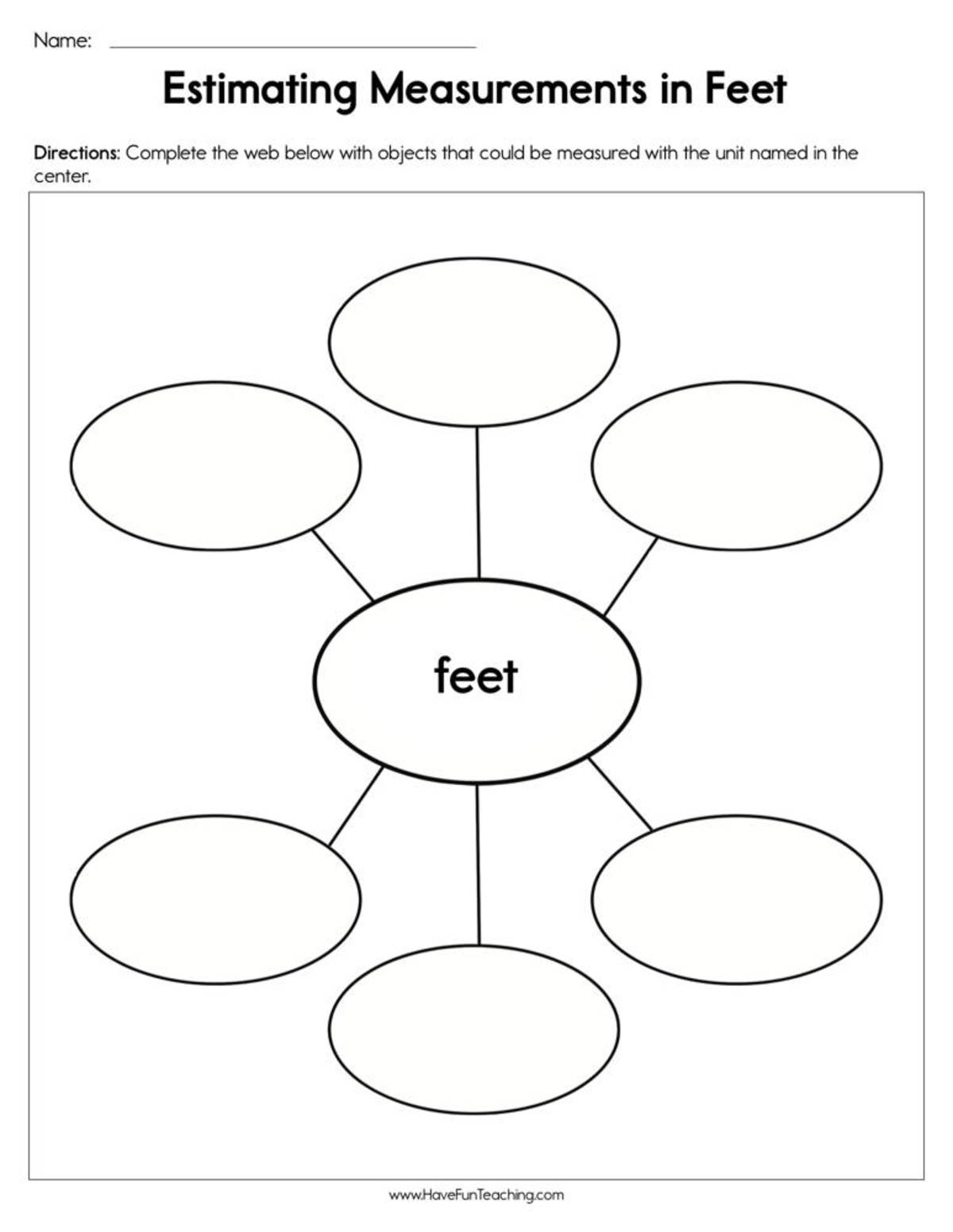 An educational teaching resource from Have Fun Teaching entitled Estimating Measurement in Feet Worksheet downloadable at Teach Simple.
