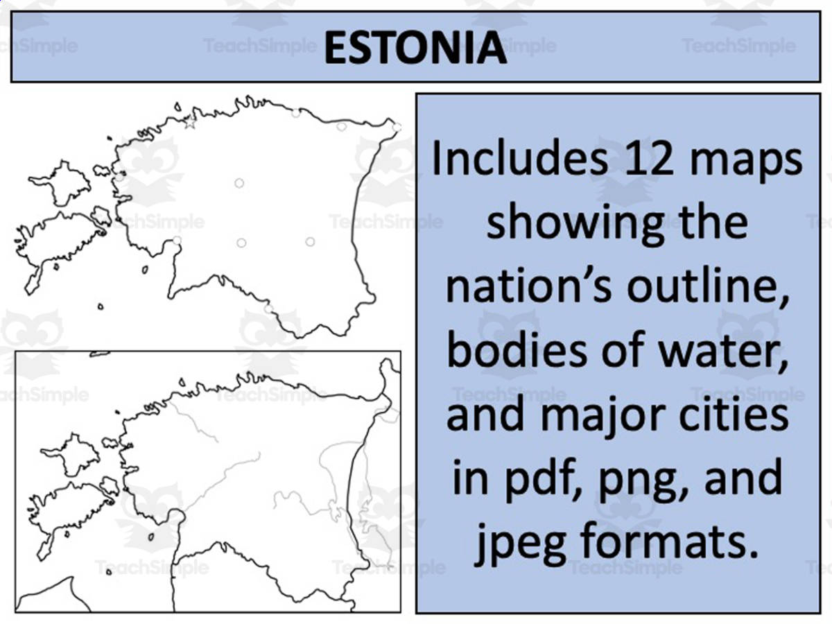 An educational teaching resource from Mr Gray History entitled Estonia Map Resources downloadable at Teach Simple.