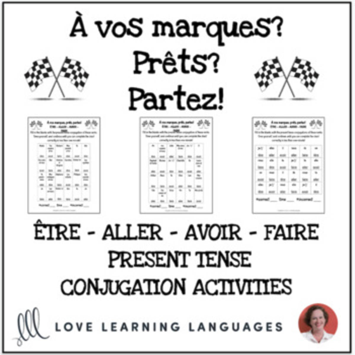 An educational teaching resource from Love Learning Languages entitled Être, aller, avoir, faire - Present tense conjugation practice downloadable at Teach Simple.