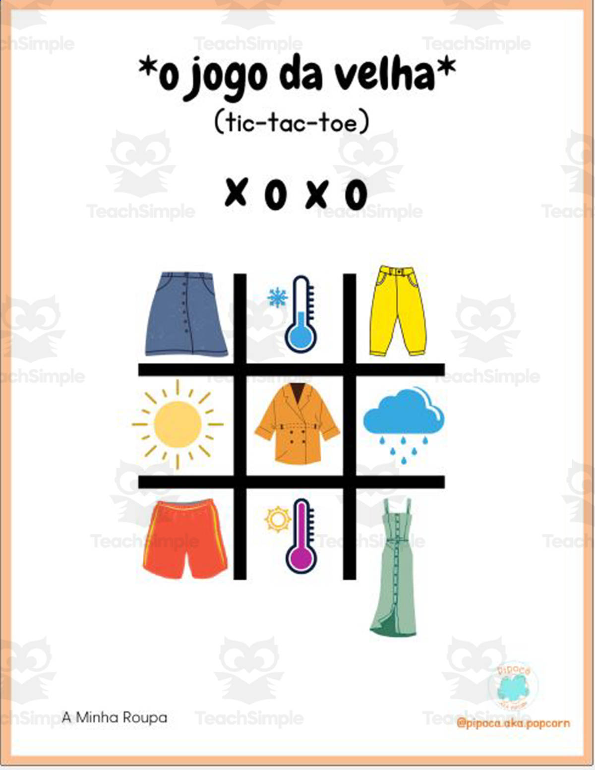 An educational teaching resource from Christine Dias entitled European Portuguese: ""as estações, O tempo e a minha roupa - The Seasons, the weather, and my clothes. downloadable at Teach Simple.