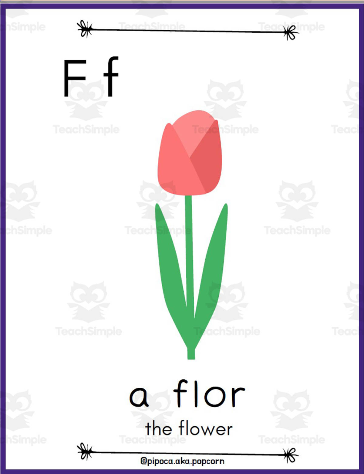 An educational teaching resource from Christine Dias entitled European Portuguese/ English Alphabet Letters Posters - Letra F downloadable at Teach Simple.