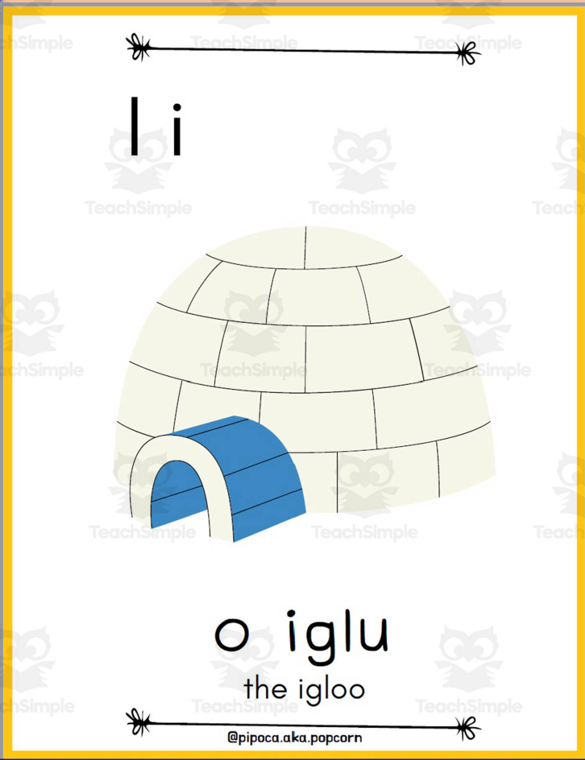 An educational teaching resource from Christine Dias entitled European Portuguese/ English Alphabet Letters Posters - Letra I downloadable at Teach Simple.