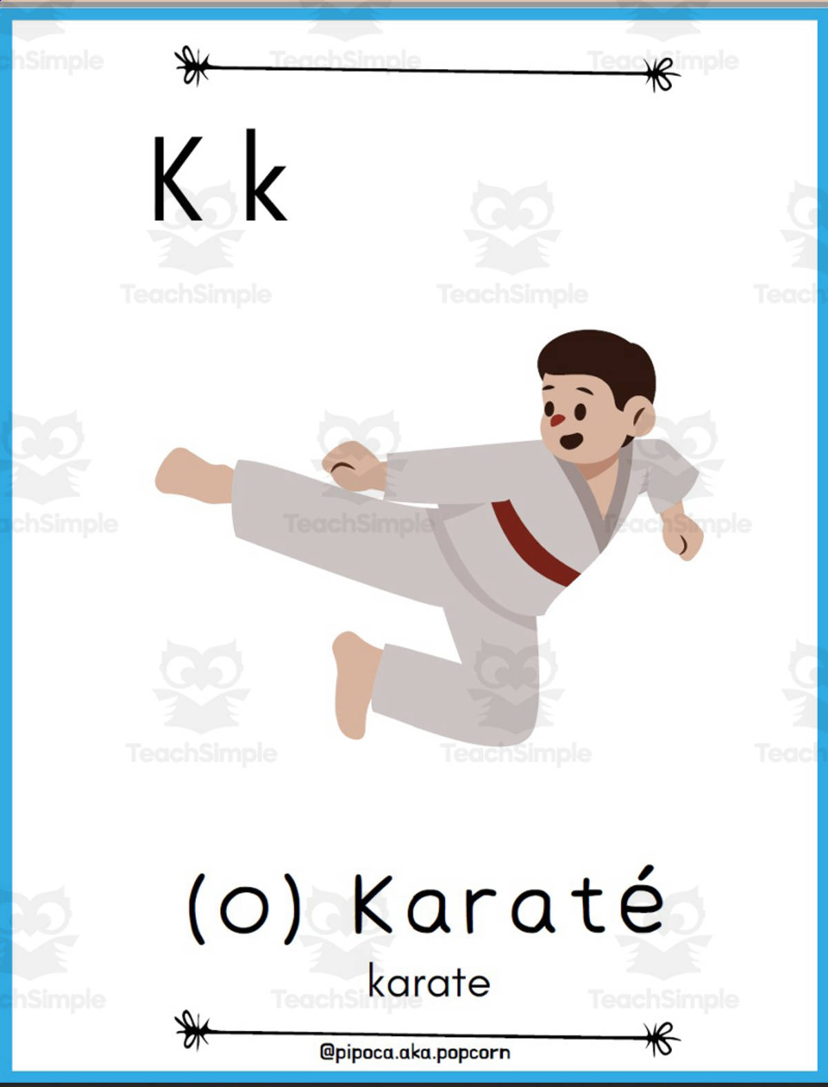 An educational teaching resource from Christine Dias entitled European Portuguese/ English Alphabet Letters Posters - Letra K downloadable at Teach Simple.