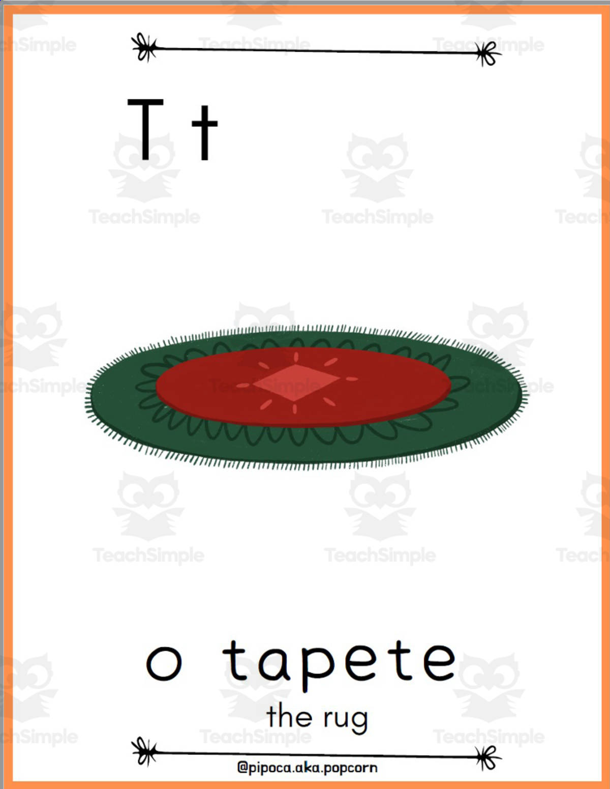 An educational teaching resource from Christine Dias entitled European Portuguese/ English Alphabet Letters Posters - Letra T downloadable at Teach Simple.