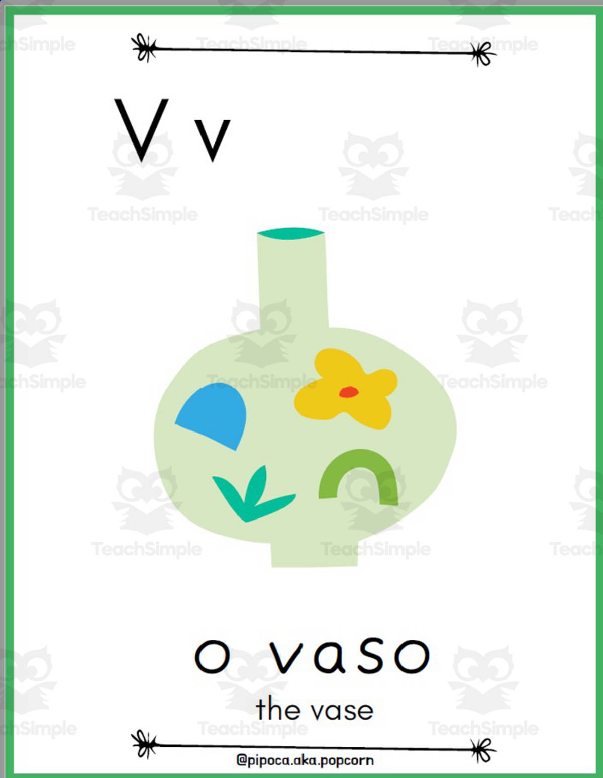An educational teaching resource from Christine Dias entitled European Portuguese/ English Alphabet Letters Posters - Letra V downloadable at Teach Simple.