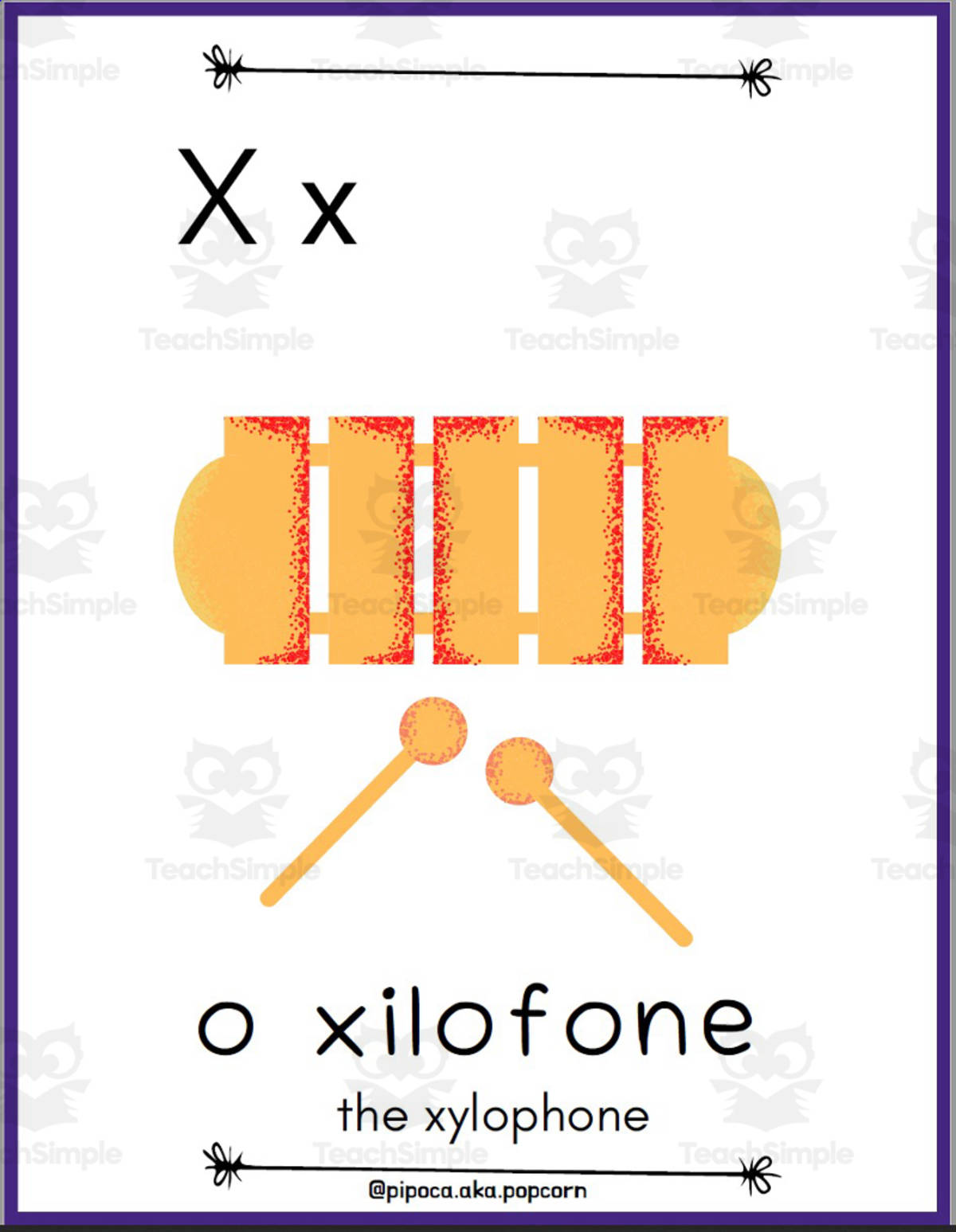 An educational teaching resource from Christine Dias entitled European Portuguese/ English Alphabet Letters Posters - Letra X downloadable at Teach Simple.