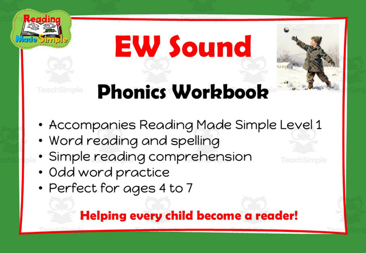 An educational teaching resource from Lilibette's Resources entitled EW: Phonics Workbook Reading Made Simple downloadable at Teach Simple.
