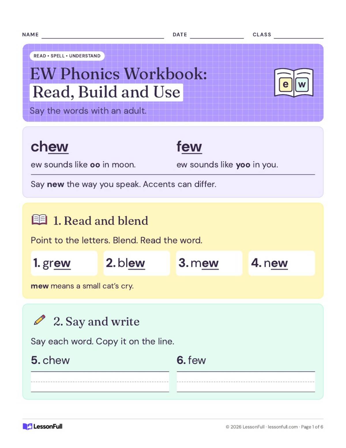 EW Phonics Workbook preview