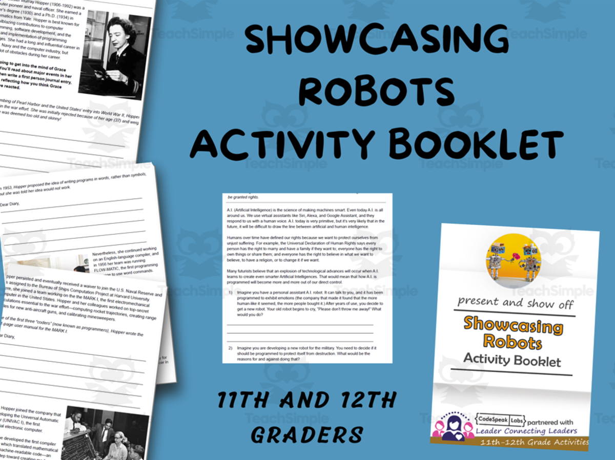 An educational teaching resource from Leader Connecting Leaders entitled Explore the World of Robotics - 11th and 12th Grade Showcasing Robots downloadable at Teach Simple.