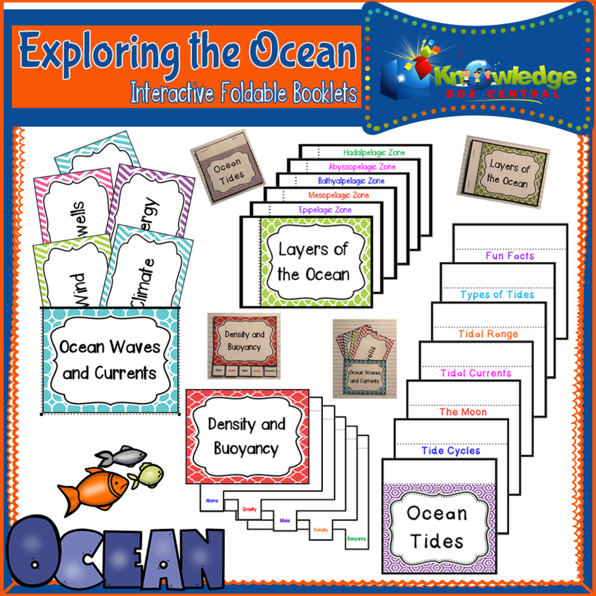 An educational teaching resource from Knowledge Box Central entitled Exploring the Ocean Interactive Foldable Booklets – EBOOK downloadable at Teach Simple.