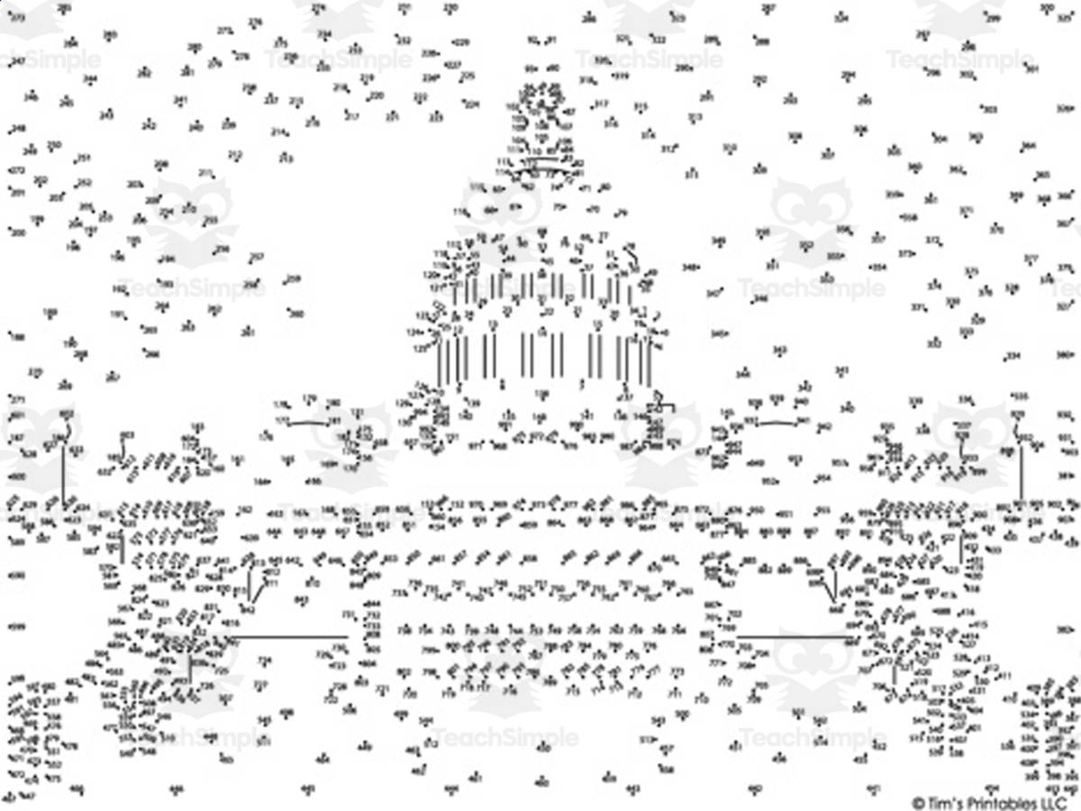 An educational teaching resource from Tim's Printables entitled U.S. Capitol Building – Extreme Dot-to-Dot Puzzle downloadable at Teach Simple.
