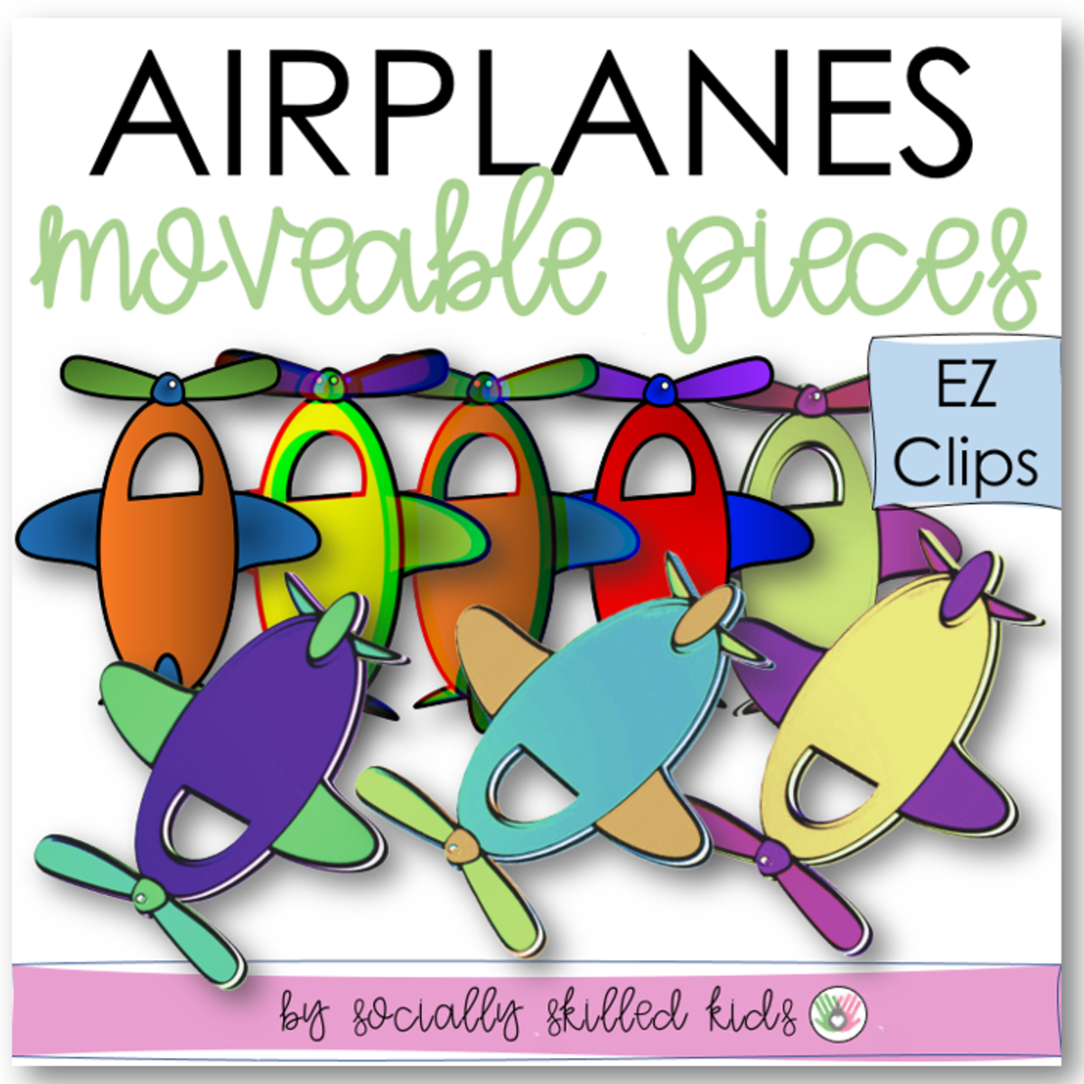 An educational teaching resource from Socially Skilled Kids entitled EZ Clips, Airplanes, Moveable Pieces Clip Art downloadable at Teach Simple.