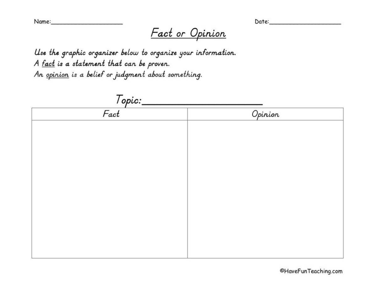 An educational teaching resource from Have Fun Teaching entitled Fact and Opinion Landscape Graphic Organizer downloadable at Teach Simple.