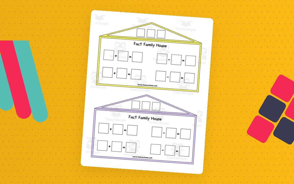 An educational teaching resource from Monaco Lane Curriculum for Early Literacy entitled Fact Family Houses downloadable at Teach Simple.